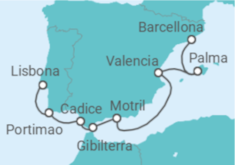 Itinerario della crociera Spagna, Gibilterra, Portogallo - NCL Norwegian Cruise Line
