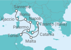 Itinerario della crociera Italia, Malta, Tunisia, Francia - Costa Crociere