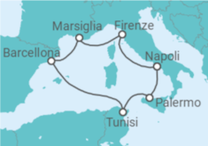 Itinerario della crociera Francia, Spagna, Tunisia, Italia - MSC Crociere
