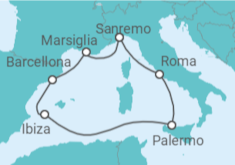 Itinerario della crociera Francia, Spagna, Italia Bevande Incluse - Costa Crociere