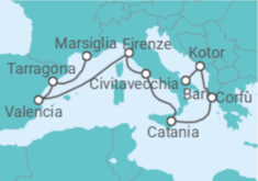 Itinerario della crociera Spagna, Italia, Grecia, Montenegro Bevande Incluse - MSC Crociere