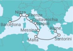 Itinerario della crociera Grecia, Malta, Italia, Francia - Explora Journeys
