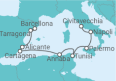 Itinerario della crociera Italia, Tunisia, Spagna - Explora Journeys