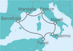 Itinerario della crociera Francia, Spagna, Tunisia, Italia - MSC Crociere