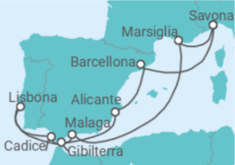 Itinerario della crociera Spagna, Portogallo, Gibilterra, Francia Bevande Incluse - Costa Crociere