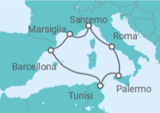 Itinerario della crociera Francia, Spagna, Tunisia, Italia - Costa Crociere