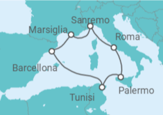 Itinerario della crociera Francia, Spagna, Tunisia, Italia Bevande Incluse - Costa Crociere