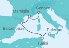 Itinerario della crociera Tunisia, Spagna, Francia - MSC Crociere