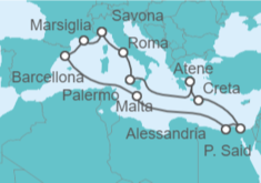 Itinerario della crociera Italia, Grecia, Egitto, Malta, Spagna, Francia - Costa Crociere