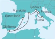 Itinerario della crociera Gibilterra, Francia, Italia - Princess Cruises