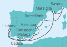 Itinerario della crociera Francia, Spagna, Portogallo - Costa Crociere