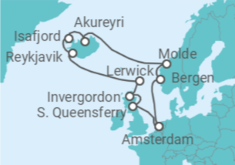 Itinerario della crociera Norvegia, Islanda, Regno Unito - Holland America Line