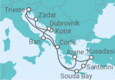 Itinerario della crociera Italia, Montenegro, Croazia, Grecia, Turchia - AIDA