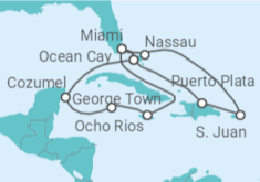 Itinerario della crociera Bahamas, Portorico, Stati Uniti, Giamaica, Isole Cayman, Messico - MSC Crociere