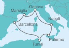 Itinerario della crociera Tunisia, Italia, Francia - MSC Crociere