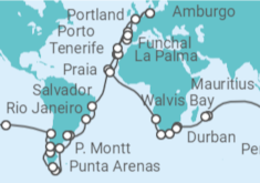 Itinerario della crociera Giro del Mondo - AIDA