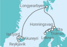 Itinerario della crociera Crociera Capo Nord, Islanda + Hotel a Reykjavik - NCL Norwegian Cruise Line