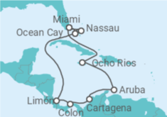 Itinerario della crociera Giamaica, Aruba, Colombia, Panamá, Costa Rica, Stati Uniti, Bahamas - MSC Crociere