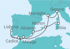 Itinerario della crociera Spagna, Italia, Francia - MSC Crociere