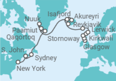 Itinerario della crociera Da Glasgow (Escocia) a New York (USA) - Explora Journeys