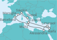 Itinerario della crociera  Cipro, Egitto, Malta, Spagna, Francia, Italia - Costa Crociere
