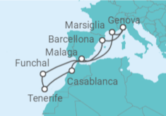 Itinerario della crociera Spagna, Marocco, Portogallo, Francia - MSC Crociere