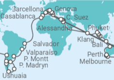 Itinerario della crociera Giro del Mondo Msc Crociere 2025 - MSC Crociere
