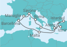 Itinerario della crociera Italia, Turchia, Grecia, Malta, Spagna, Francia - Costa Crociere