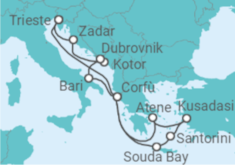 Itinerario della crociera Montenegro, Croazia, Italia, Grecia, Turchia - AIDA