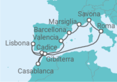 Itinerario della crociera Italia, Spagna, Portogallo, Gibilterra, Marocco, Francia - Costa Crociere