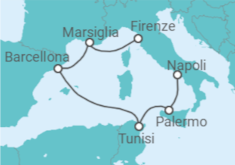 Itinerario della crociera Francia, Spagna, Tunisia, Italia - MSC Crociere