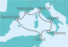 Itinerario della crociera Italia, Francia, Spagna, Tunisia - MSC Crociere