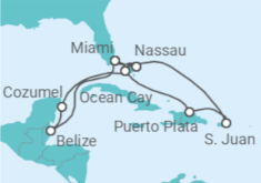 Itinerario della crociera Portorico, Bahamas, Stati Uniti, Belize, Messico - MSC Crociere