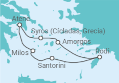 Itinerario della crociera Las Cícladas y el Dodecaneso, islas secretas del mar Egeo  - CroisiMer