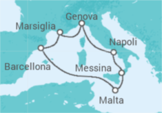 Itinerario della crociera Malta, Spagna, Francia, Italia - MSC Crociere
