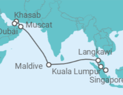 Itinerario della crociera Singapore, Malesia, Maldive, Oman, Emirati Arabi - AIDA