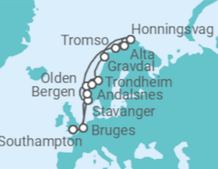 Itinerario della crociera Fiordi Norvegesi fino a Capo Nord - Princess Cruises