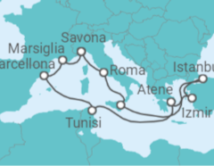 Itinerario della crociera Turchia, Grecia, Tunisia, Spagna, Francia, Italia - Costa Crociere