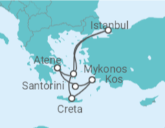Itinerario della crociera Crociera in Grecia e Turchia + Soggiorno a Istanbul - Costa Crociere
