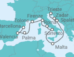 Itinerario della crociera Croazia, Malta, Italia, Spagna - Cunard
