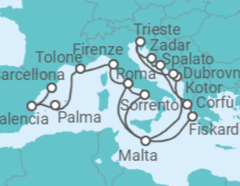Itinerario della crociera Da Civitavecchia a Barcellona - Cunard