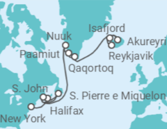 Itinerario della crociera Canada, Groenlandia, Islanda - NCL Norwegian Cruise Line