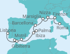 Itinerario della crociera Italia, Francia, Spagna, Gibilterra - NCL Norwegian Cruise Line