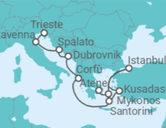 Itinerario della crociera Italia, Croazia, Grecia, Turchia - NCL Norwegian Cruise Line