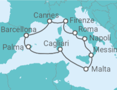 Itinerario della crociera Italia, Malta, Spagna, Francia - NCL Norwegian Cruise Line