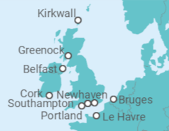 Itinerario della crociera Regno Unito, Belgio, Francia - NCL Norwegian Cruise Line