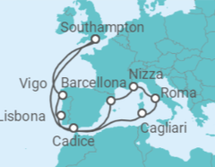 Itinerario della crociera Spagna, Italia, Francia, Portogallo - Royal Caribbean