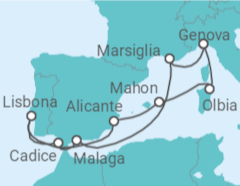 Itinerario della crociera Italia, Francia, Spagna, Portogallo - MSC Crociere