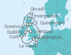 Itinerario della crociera Irlanda, Regno Unito, Francia - Princess Cruises