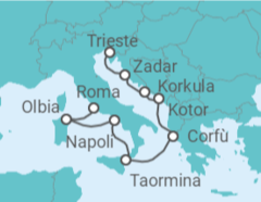 Itinerario della crociera Croazia, Montenegro, Grecia, Italia - Holland America Line
